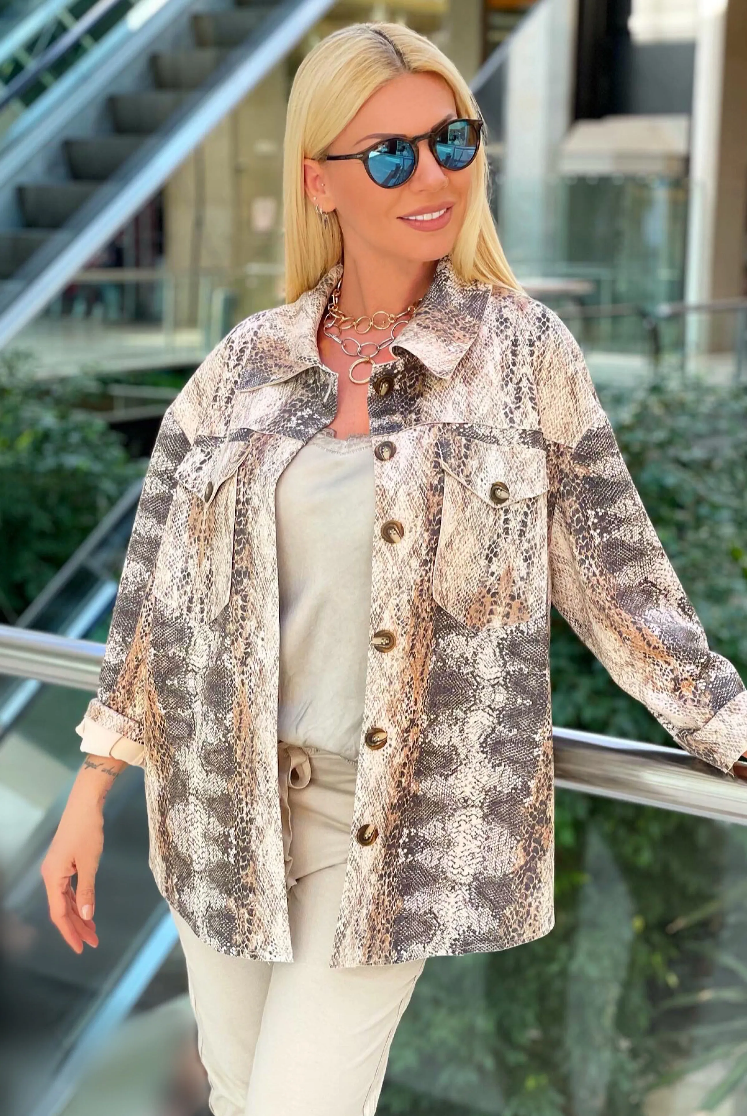 ΠΟΥΚΑΜΙΣΟ ΑΛΚΑΝΤΑΡΑ SNAKE PRINT ΣΕ ΦΑΡΔΙΑ ΓΡΑΜΜΗ