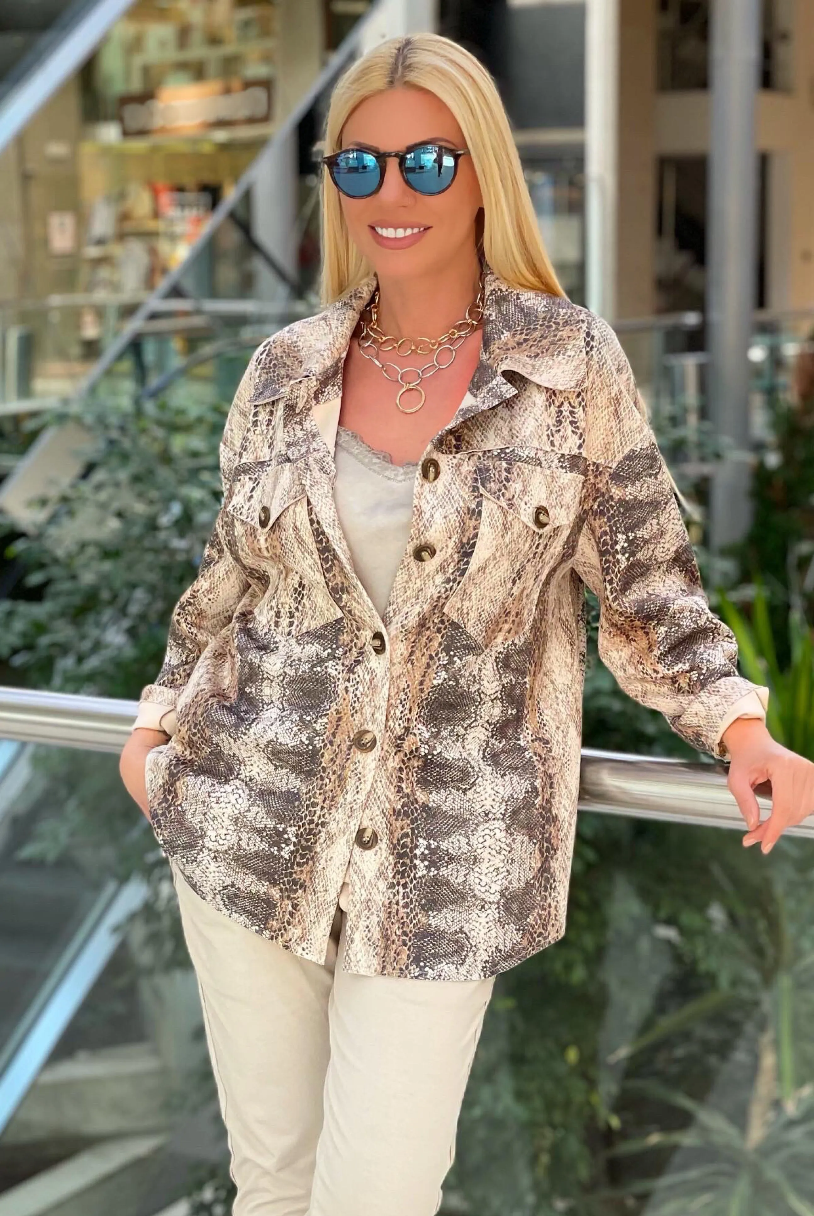ΠΟΥΚΑΜΙΣΟ ΑΛΚΑΝΤΑΡΑ SNAKE PRINT ΣΕ ΦΑΡΔΙΑ ΓΡΑΜΜΗ