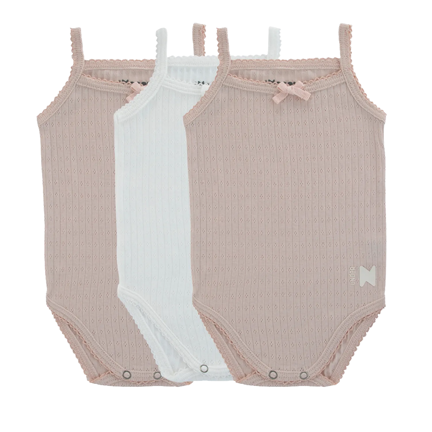 3Pk Pointelle Bodysuits - Mauve/white