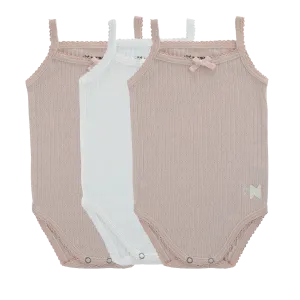 3Pk Pointelle Bodysuits - Mauve/white