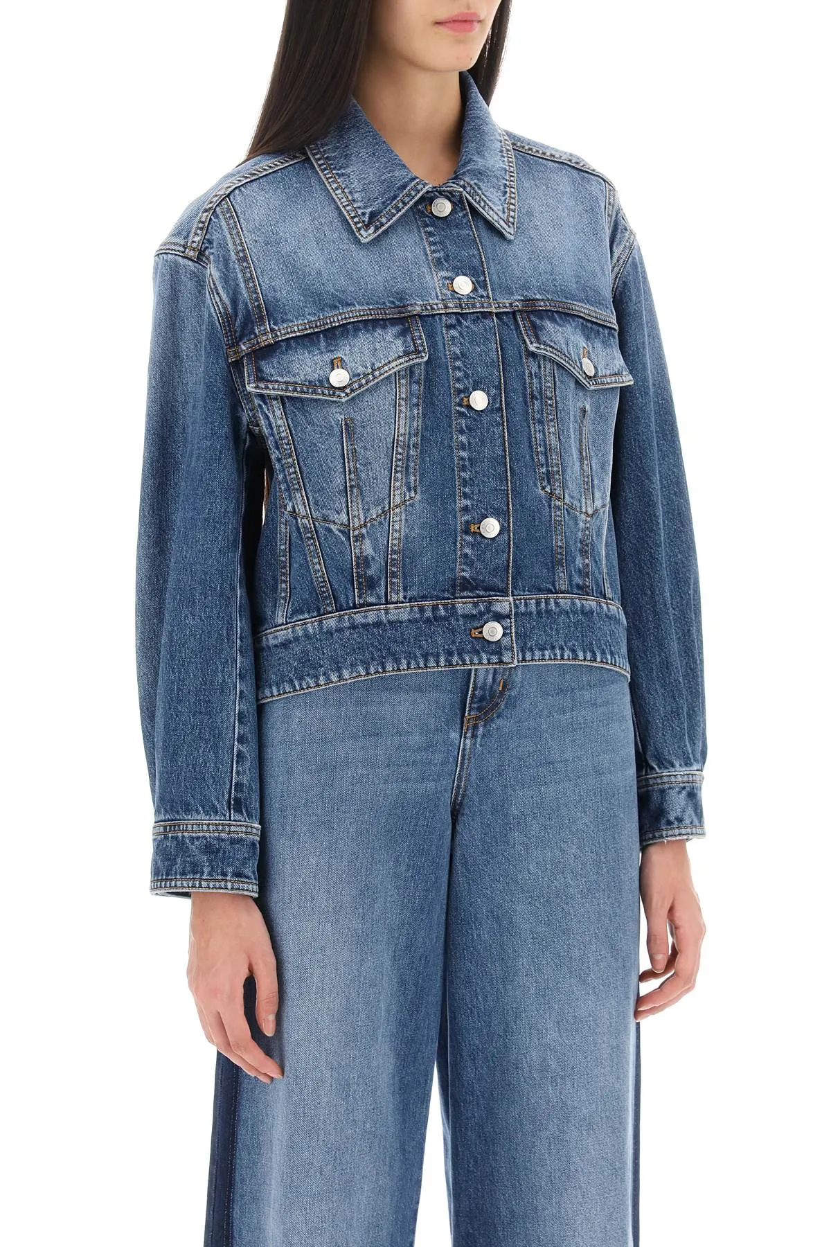 Alexander mcqueen denim cocoon jacket 775898 QMABJ WORN WASH
