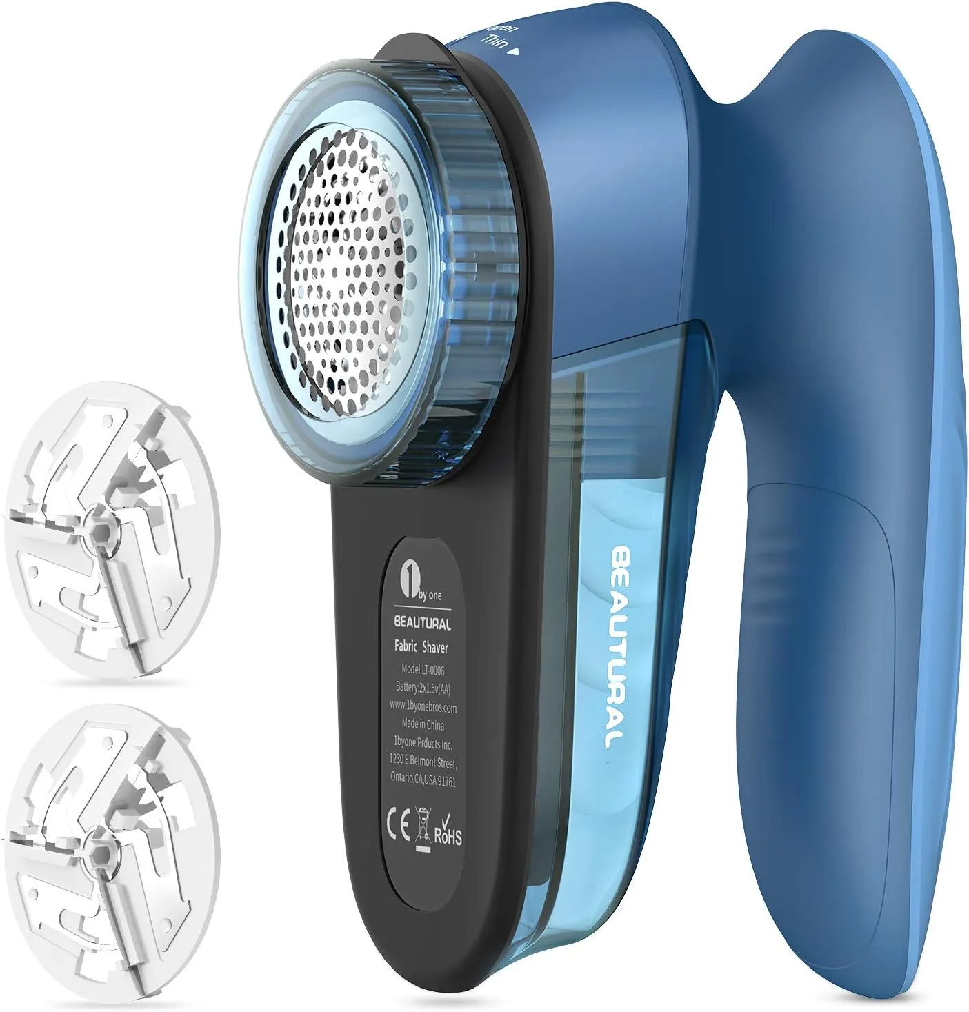 BEAUTURAL Fabric Shaver and Lint Remover, Sweater Defuzzer with 2-Speeds, 2 Replaceable Stainless Steel Blades, Battery Operated, Remove Clothes Fuzz, Lint Balls, Pills, Bobbles Gray
