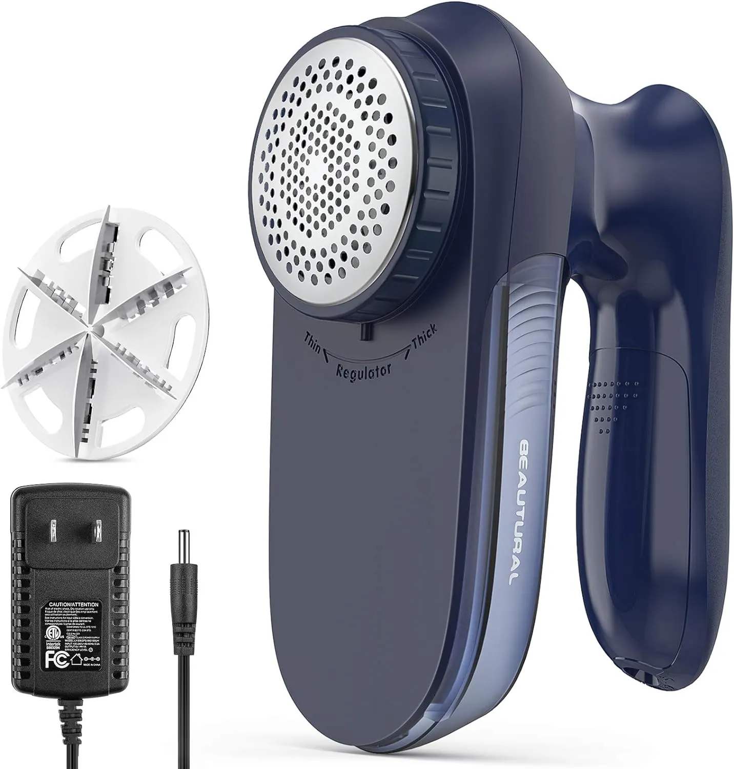 BEAUTURAL Fabric Shaver and Lint Remover, Sweater Defuzzer with 2-Speeds, 2 Replaceable Stainless Steel Blades, Battery Operated, Remove Clothes Fuzz, Lint Balls, Pills, Bobbles Gray