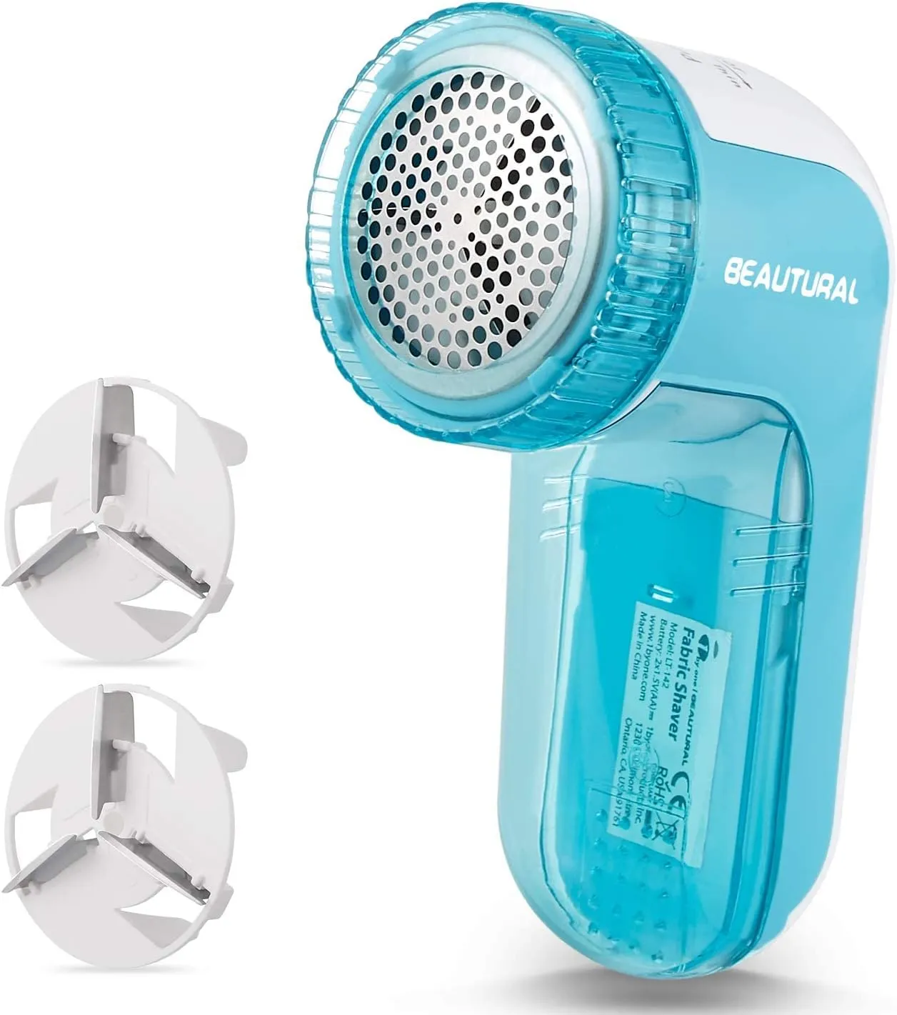 BEAUTURAL Fabric Shaver and Lint Remover, Sweater Defuzzer with 2-Speeds, 2 Replaceable Stainless Steel Blades, Battery Operated, Remove Clothes Fuzz, Lint Balls, Pills, Bobbles Gray