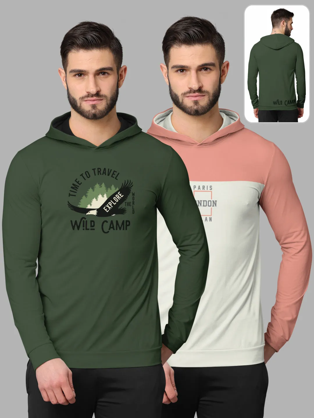 Bullmer Mens Loopknit Hooded T Shirt By Hellcat Pack of 2