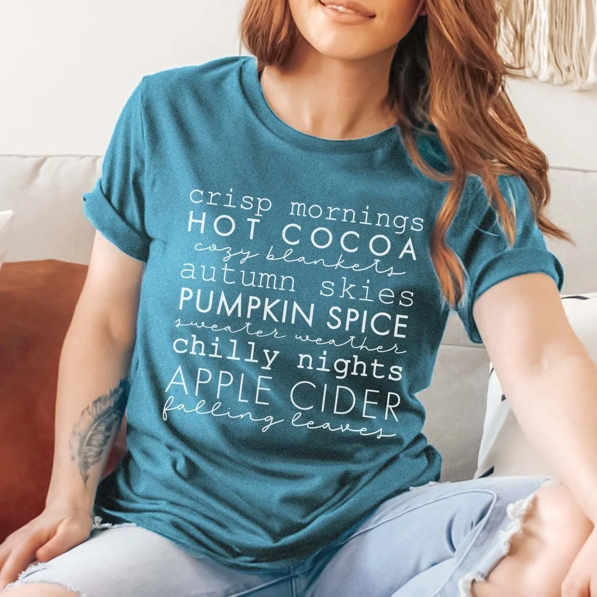Crisp Mornings Fall List Wholesale Bella Graphic Tee - Fast Shipping