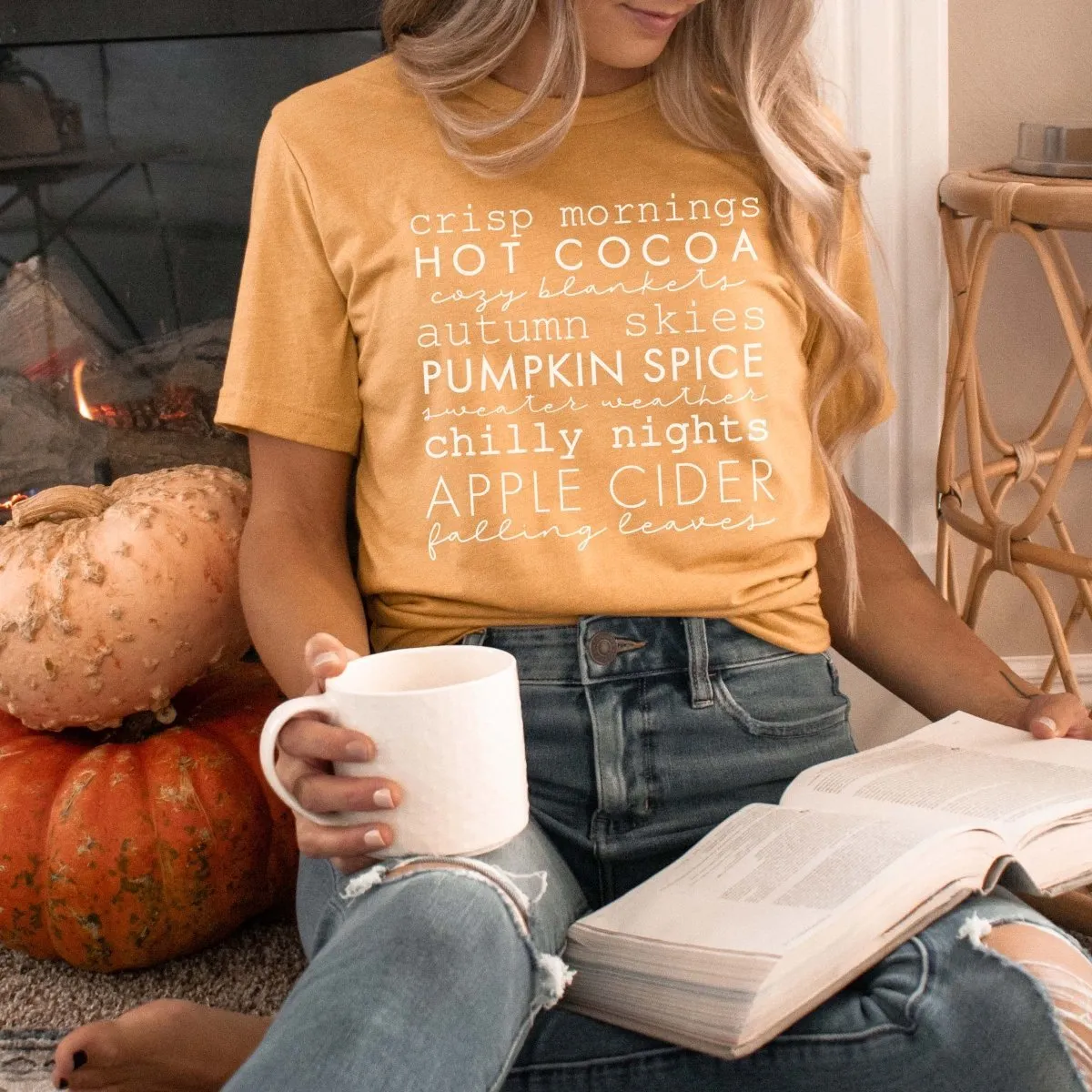 Crisp Mornings Fall List Wholesale Bella Graphic Tee - Fast Shipping