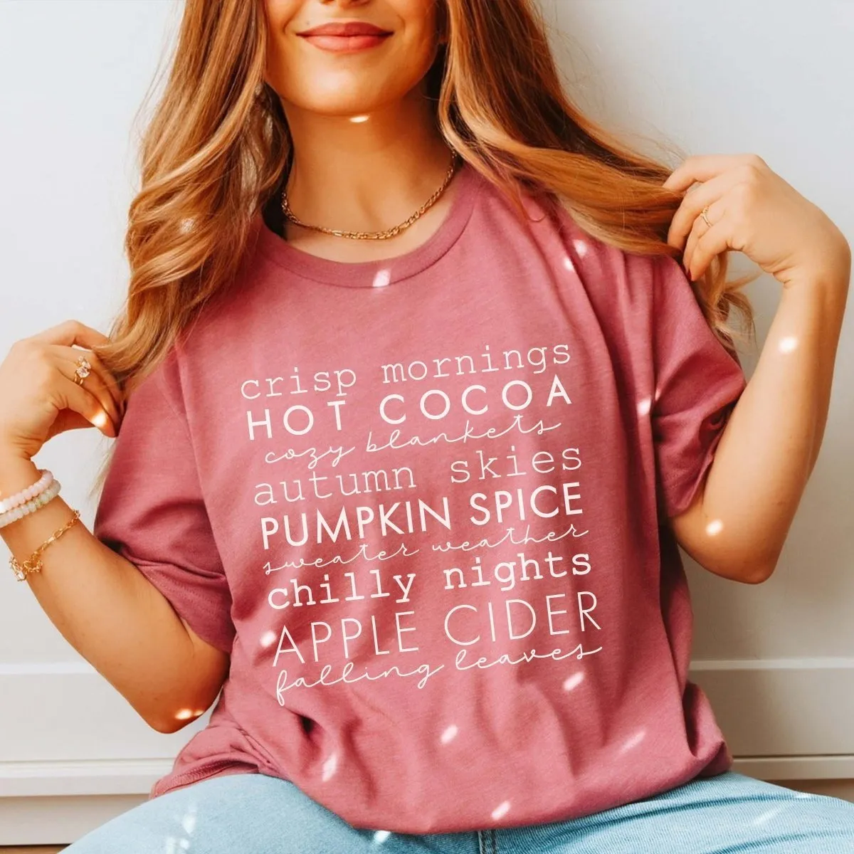 Crisp Mornings Fall List Wholesale Bella Graphic Tee - Fast Shipping