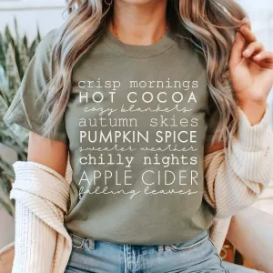 Crisp Mornings Fall List Wholesale Bella Graphic Tee - Fast Shipping