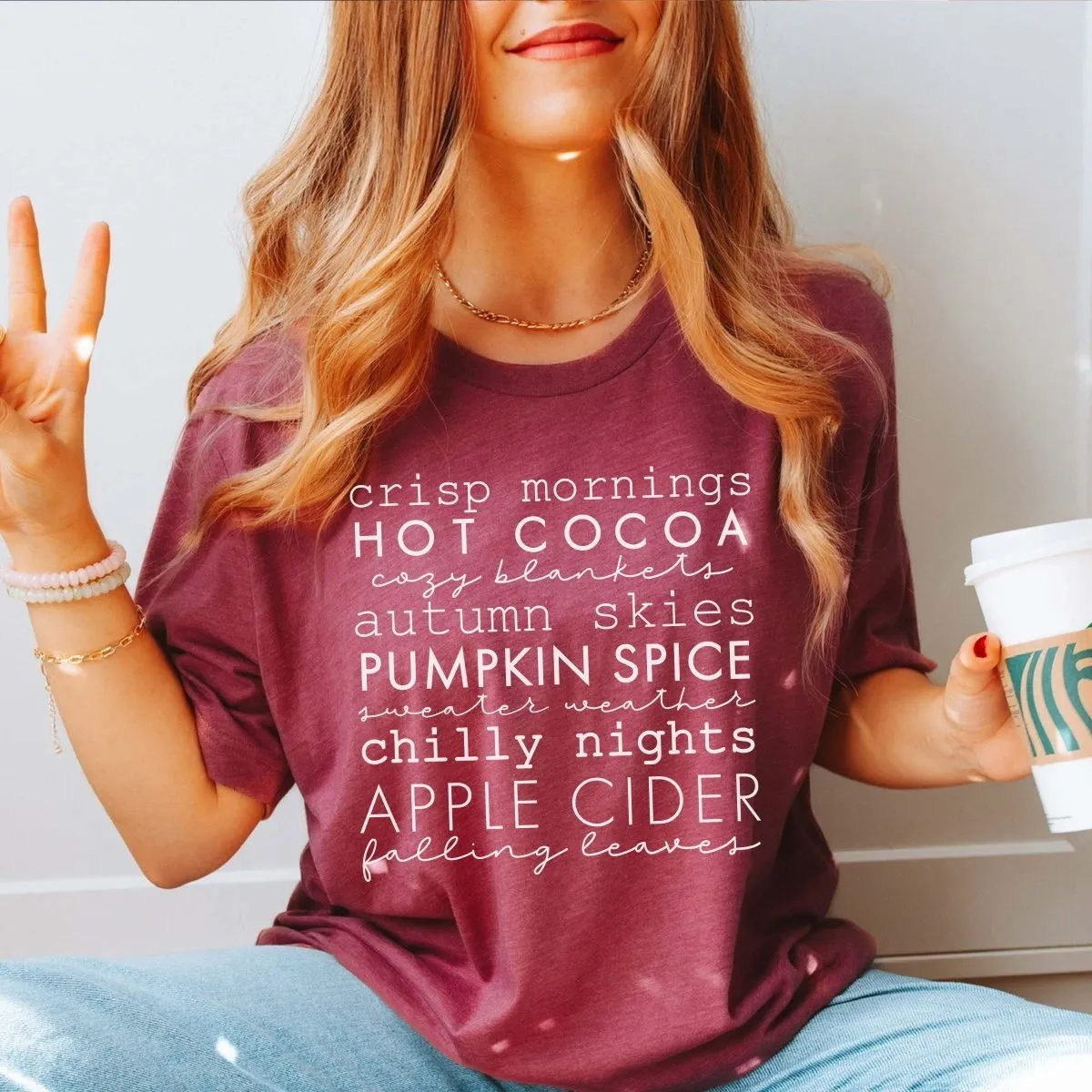Crisp Mornings Fall List Wholesale Bella Graphic Tee - Fast Shipping