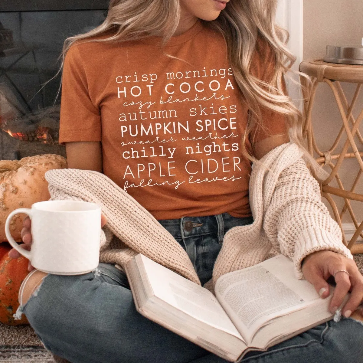 Crisp Mornings Fall List Wholesale Bella Graphic Tee - Fast Shipping