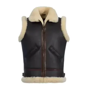 Dark Brown Shearling Leather Vest for Men - Warm & Stylish