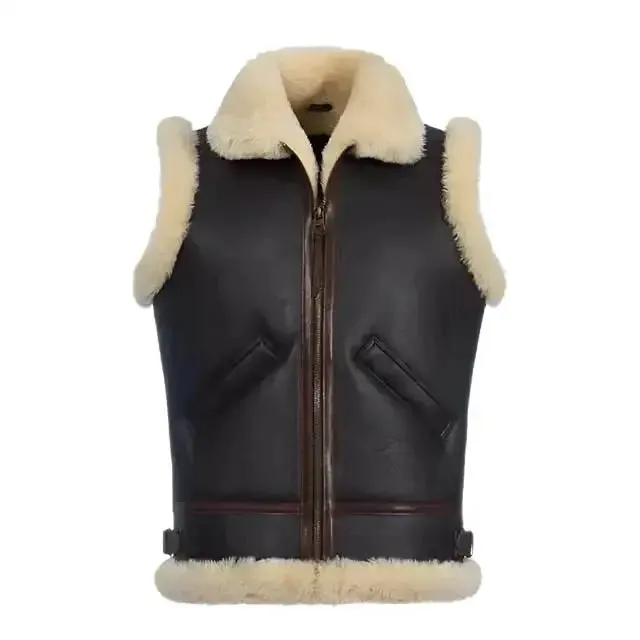Dark Brown Shearling Leather Vest for Men - Warm & Stylish