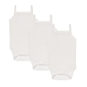 Ely's 3 Pack Ribbed Strap Undershirts- Ivory Scallop
