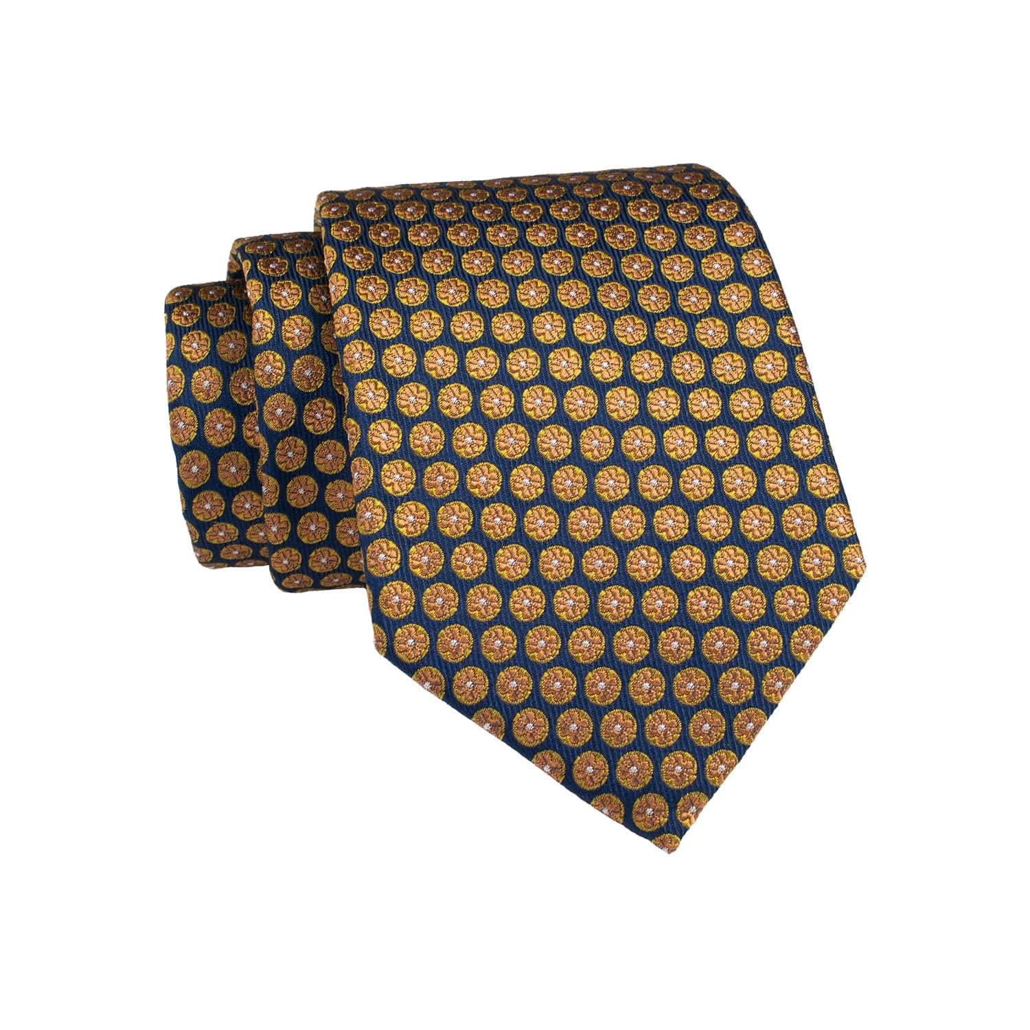 Fall River Foulard Silk Tie, Navy / Orange