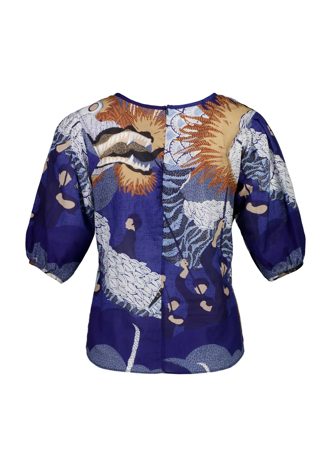 Festival Blouse Blue in Cotton Voile