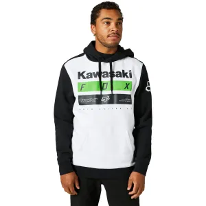 Fox Racing  Mens Black White Kawasaki Stripes Pullover Hoodie Sweatshirt Fleece