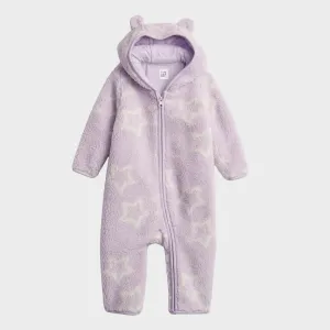 Gap Baby Girls Lilac Star Sherpa Footless Pramsuit