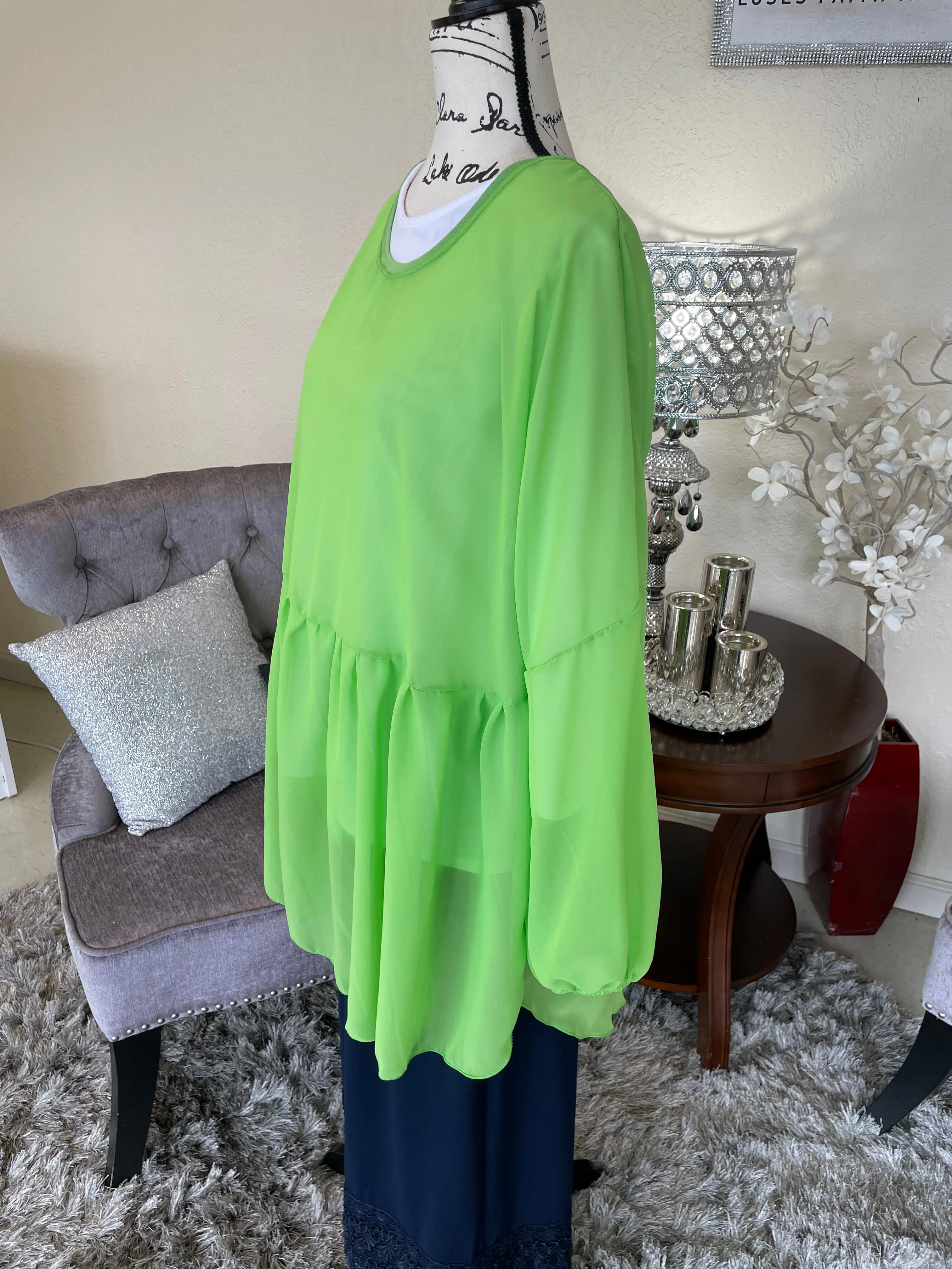 Green Chiffon Top
