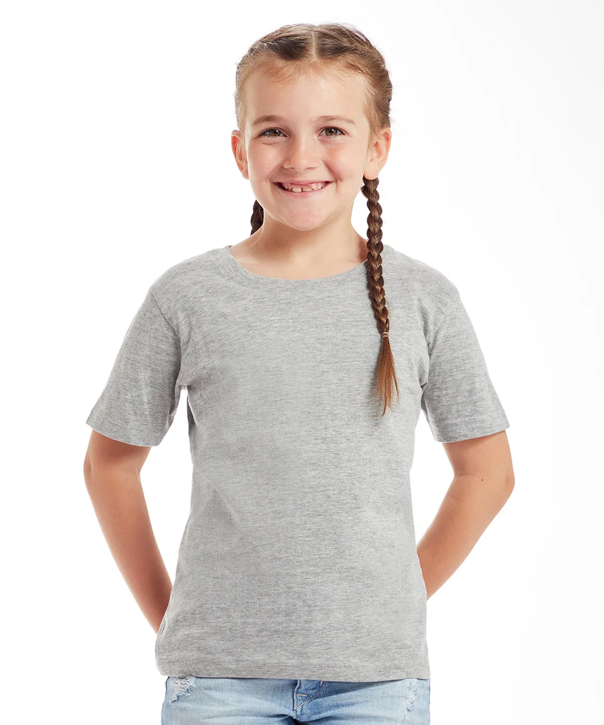 Heather Grey Melange/Red - Kids supersoft T