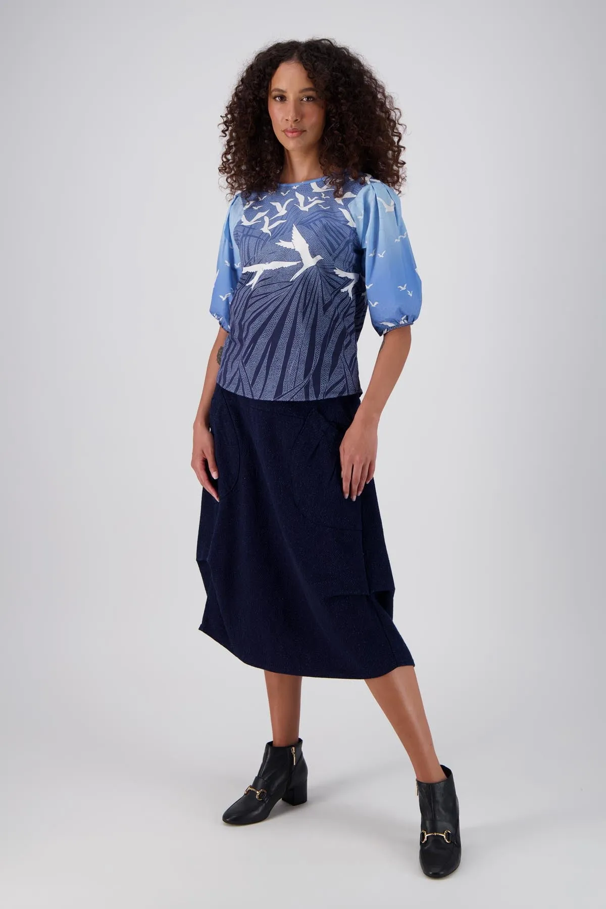 Homebound Blouse Blue in Cotton