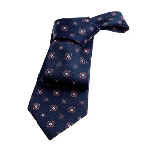 Hunter Foulard Silk Tie, Navy / Orange / White