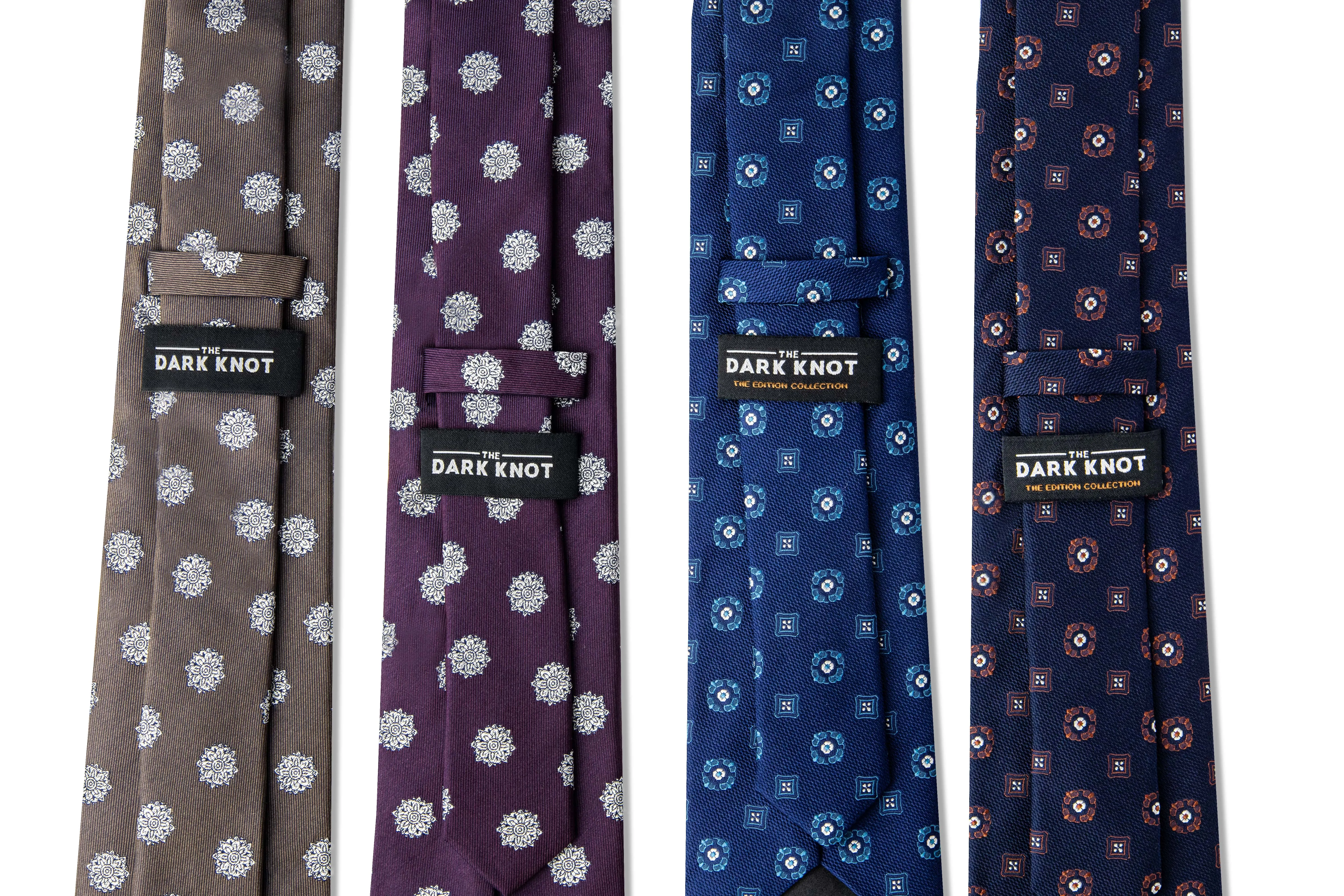 Hunter Foulard Silk Tie, Navy / Turquoise / White
