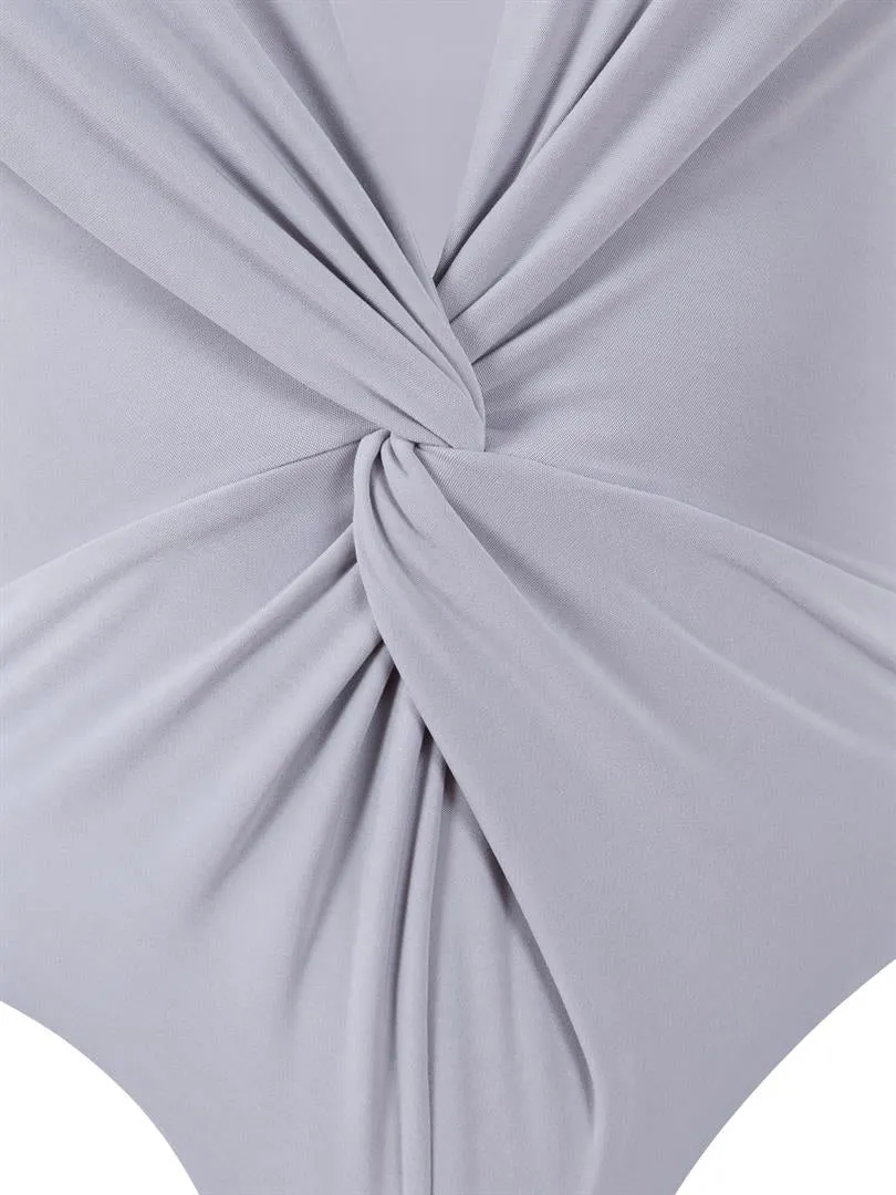 Iconic Sleeveless Bodysuit with Twist Detail on the Front - Grey