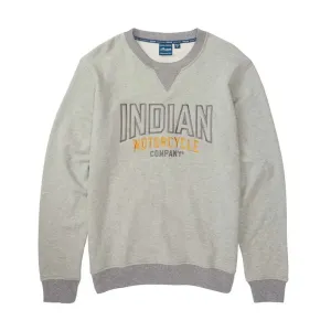 Indian Motorcycle  Mens Embroidered Ringer Sweatshirt Warm Casual Grey Silver