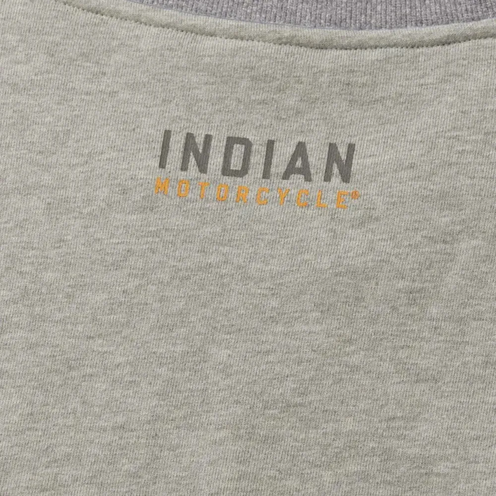 Indian Motorcycle  Mens Embroidered Ringer Sweatshirt Warm Casual Grey Silver