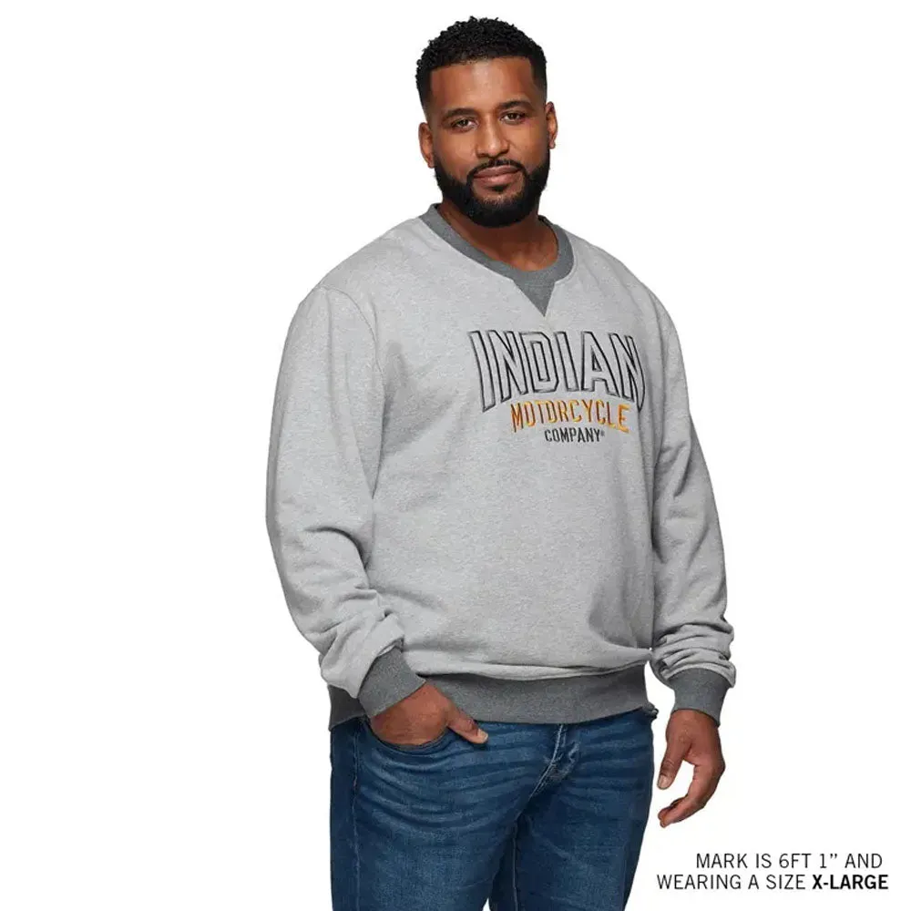 Indian Motorcycle  Mens Embroidered Ringer Sweatshirt Warm Casual Grey Silver