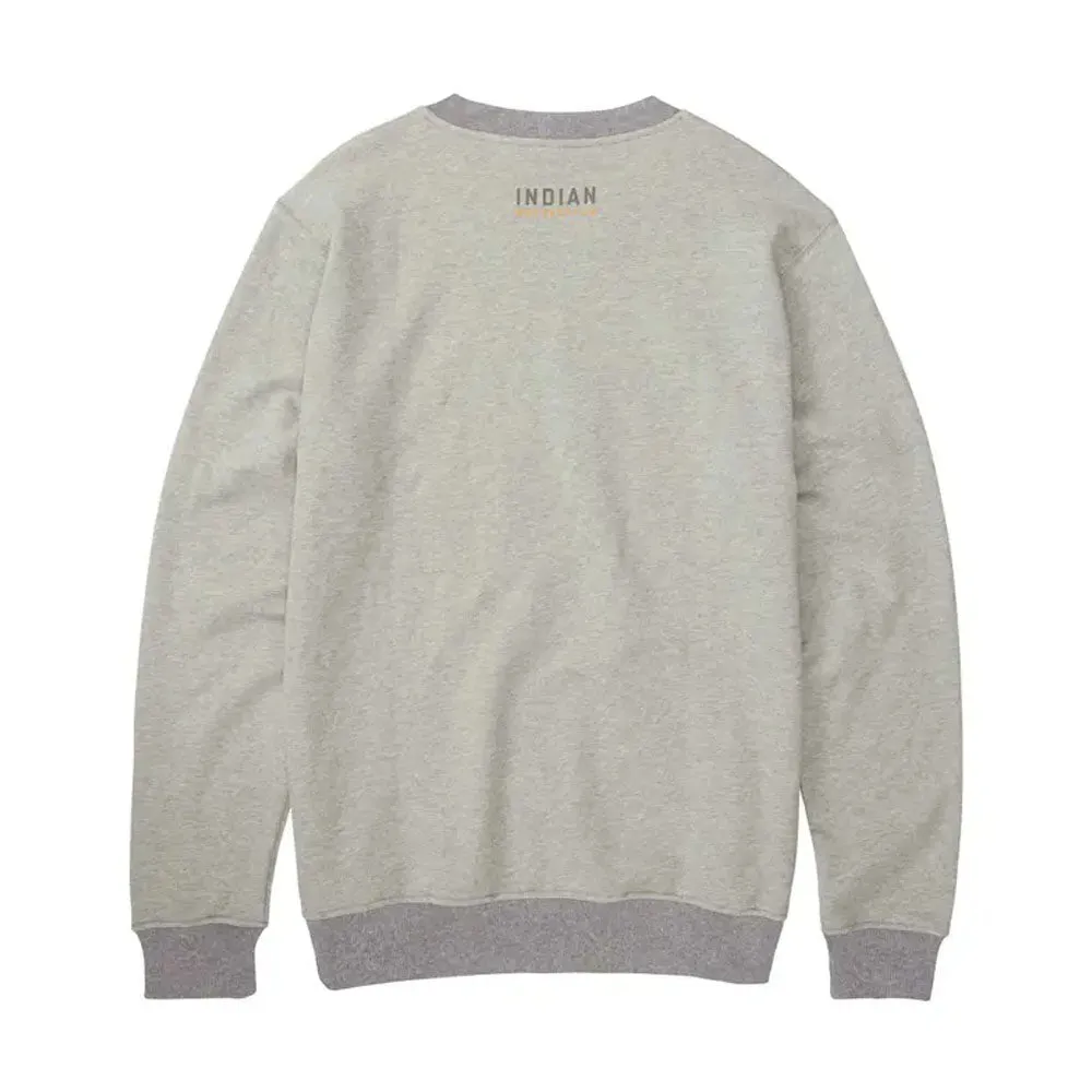 Indian Motorcycle  Mens Embroidered Ringer Sweatshirt Warm Casual Grey Silver