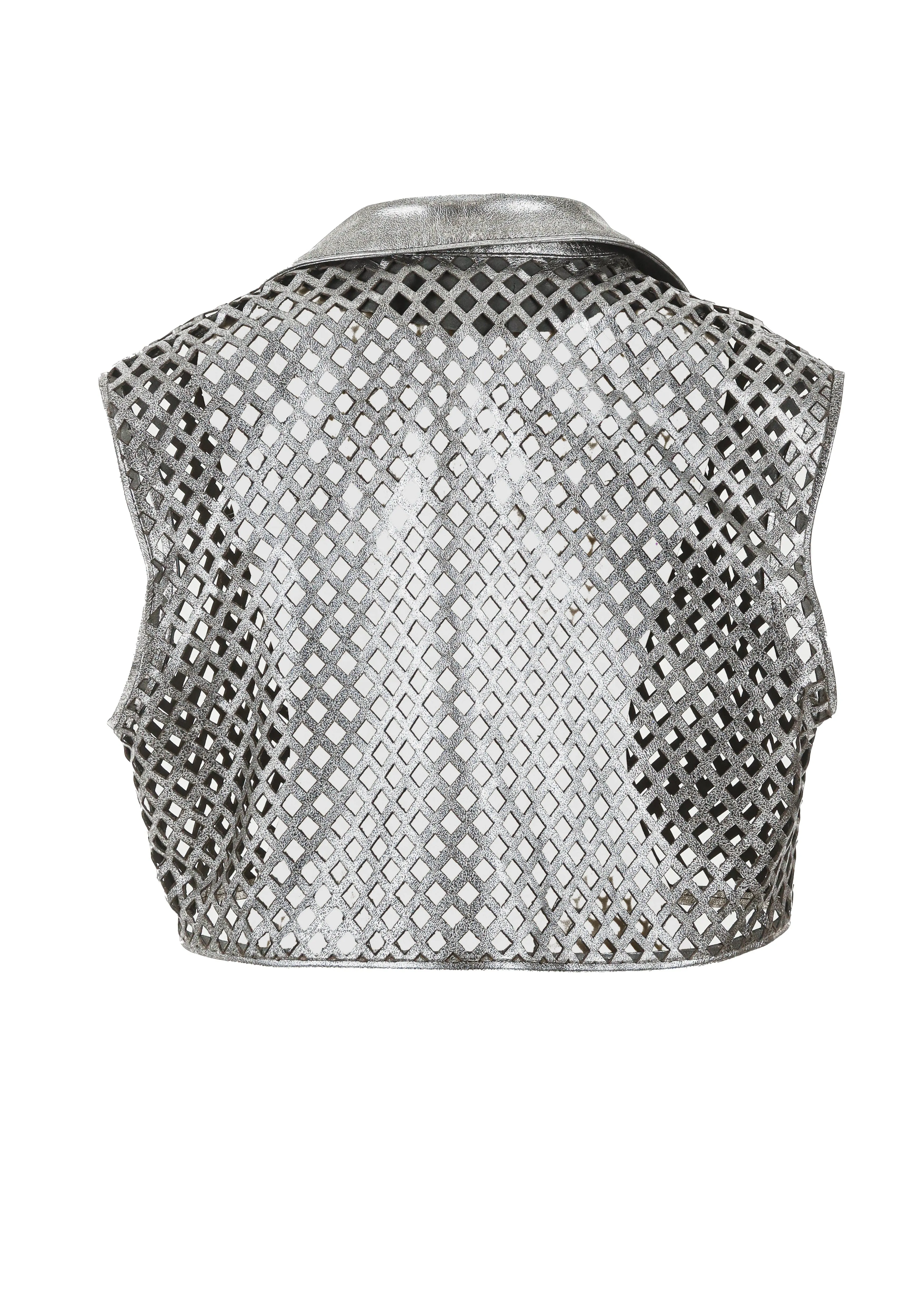 Kayden Cropped Laser-Cut Leather Vest