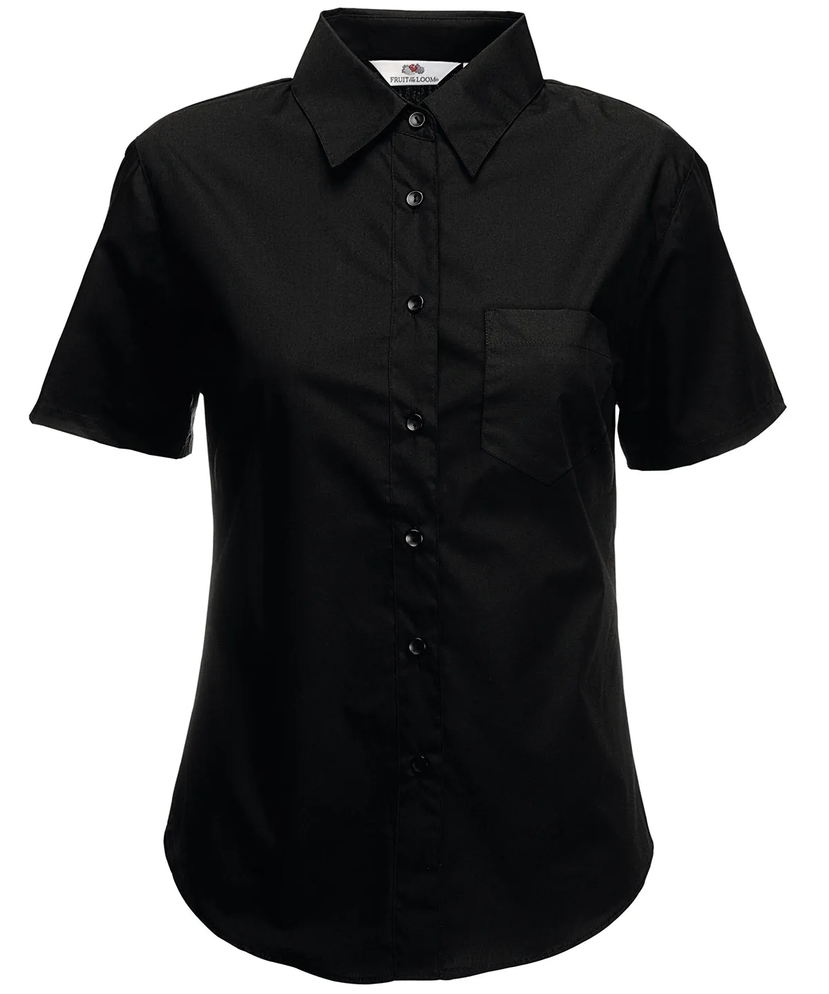 Ladyfit poplin short sleeve shirt | Black
