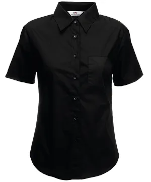 Ladyfit poplin short sleeve shirt | Black