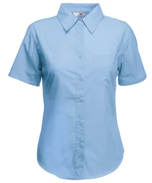 Ladyfit poplin short sleeve shirt | Mid Blue