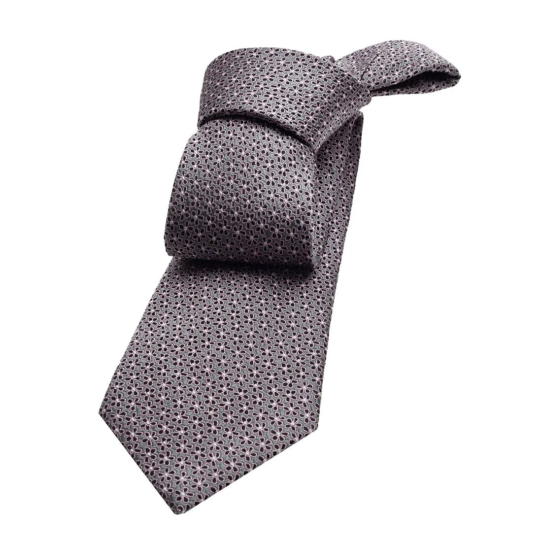 Melrose Floral Silk Tie, Grey / Pink