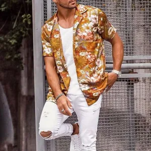Men Summer Trendy Printed Short Sleeves Shirt