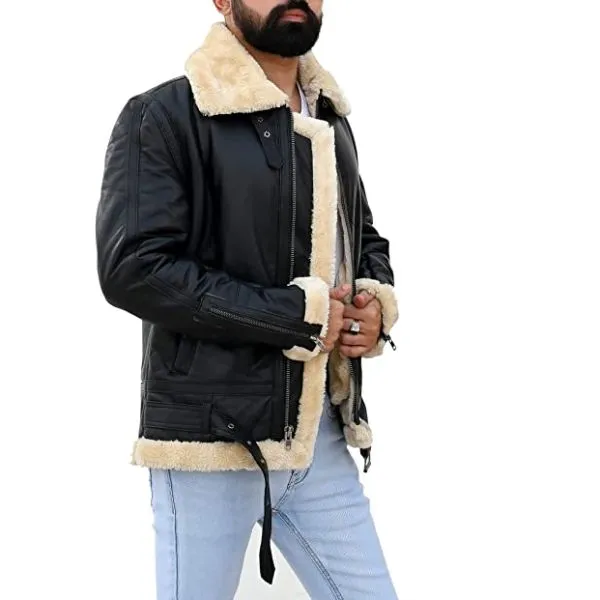 Men's B3 Bomber Shearling Black Leather Jacket 