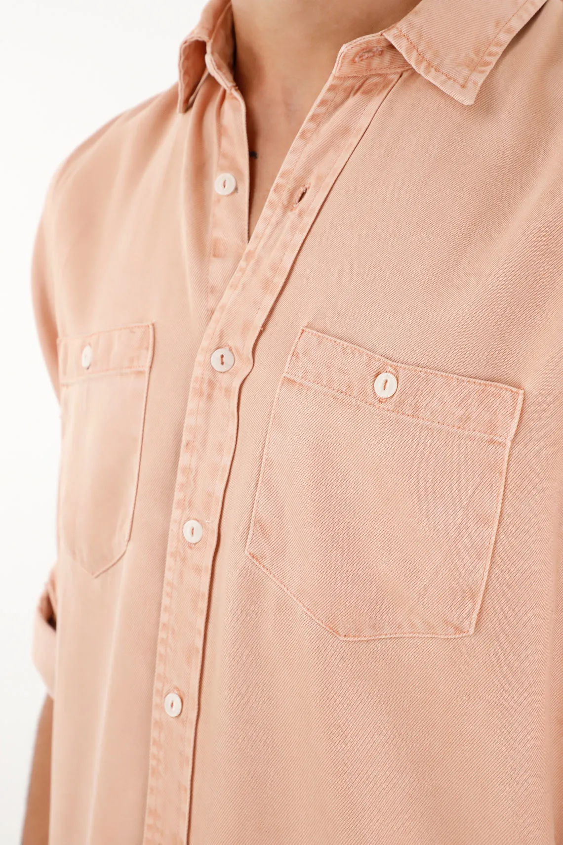 Men's Pink Long Sleeve Shirt with Overdyed Tint