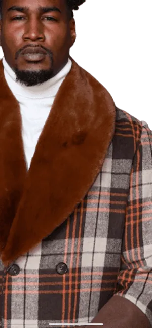 Mens Plaid Brown Overcoat