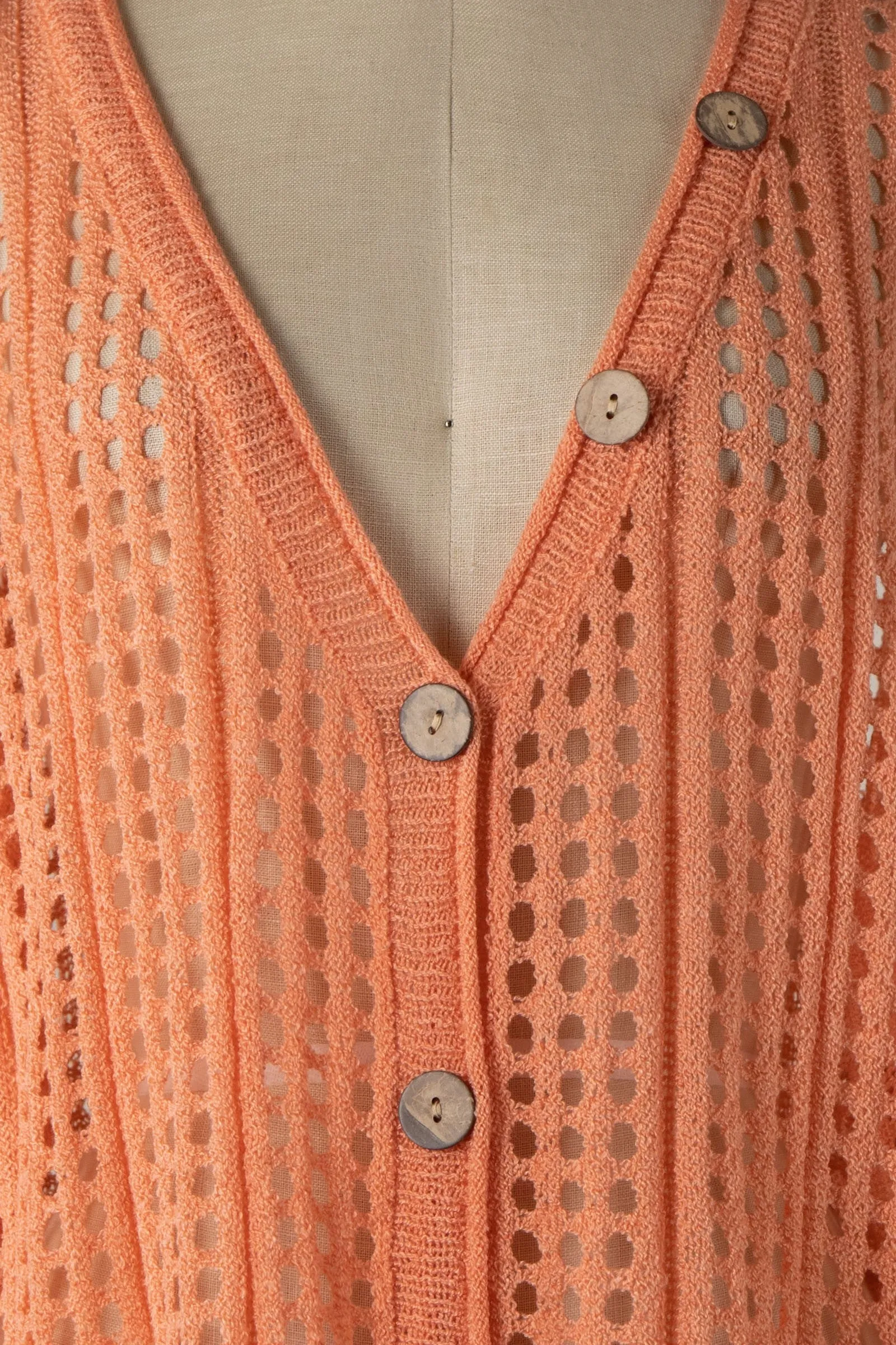 Miracle Open Crochet Lightweight Sweater Top in Coral FINAL SALE