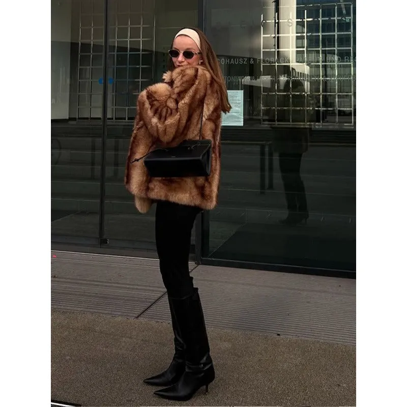 Mocha Charm - Chic Short Fur Coat by The Nevermore