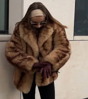 Mocha Charm - Chic Short Fur Coat by The Nevermore