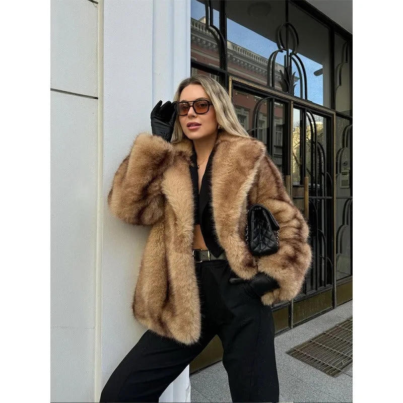 Mocha Charm - Chic Short Fur Coat by The Nevermore