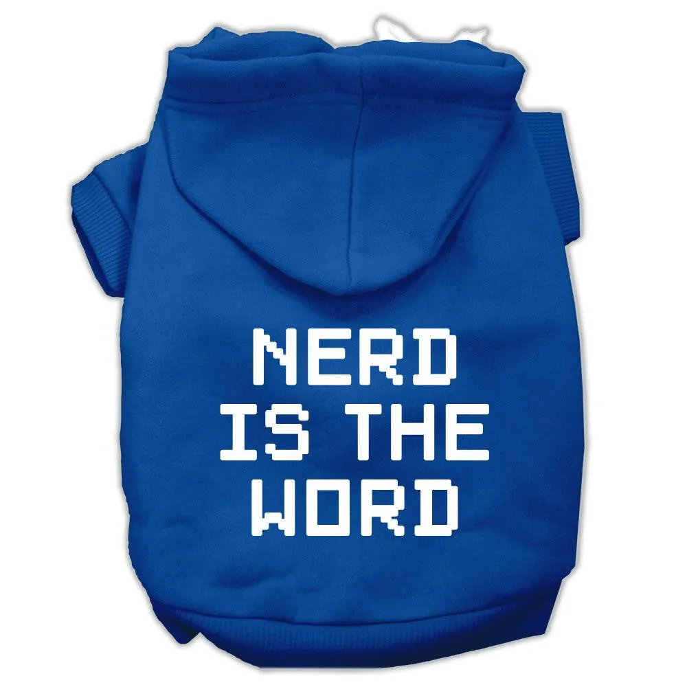 Nerd Is The Word Screen Print Pet Hoodies Blue Size S (10)