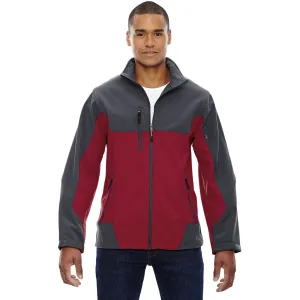 North End Men's Molten Red Compass Colorblock Three-Layer Fleece Bonded Jacket