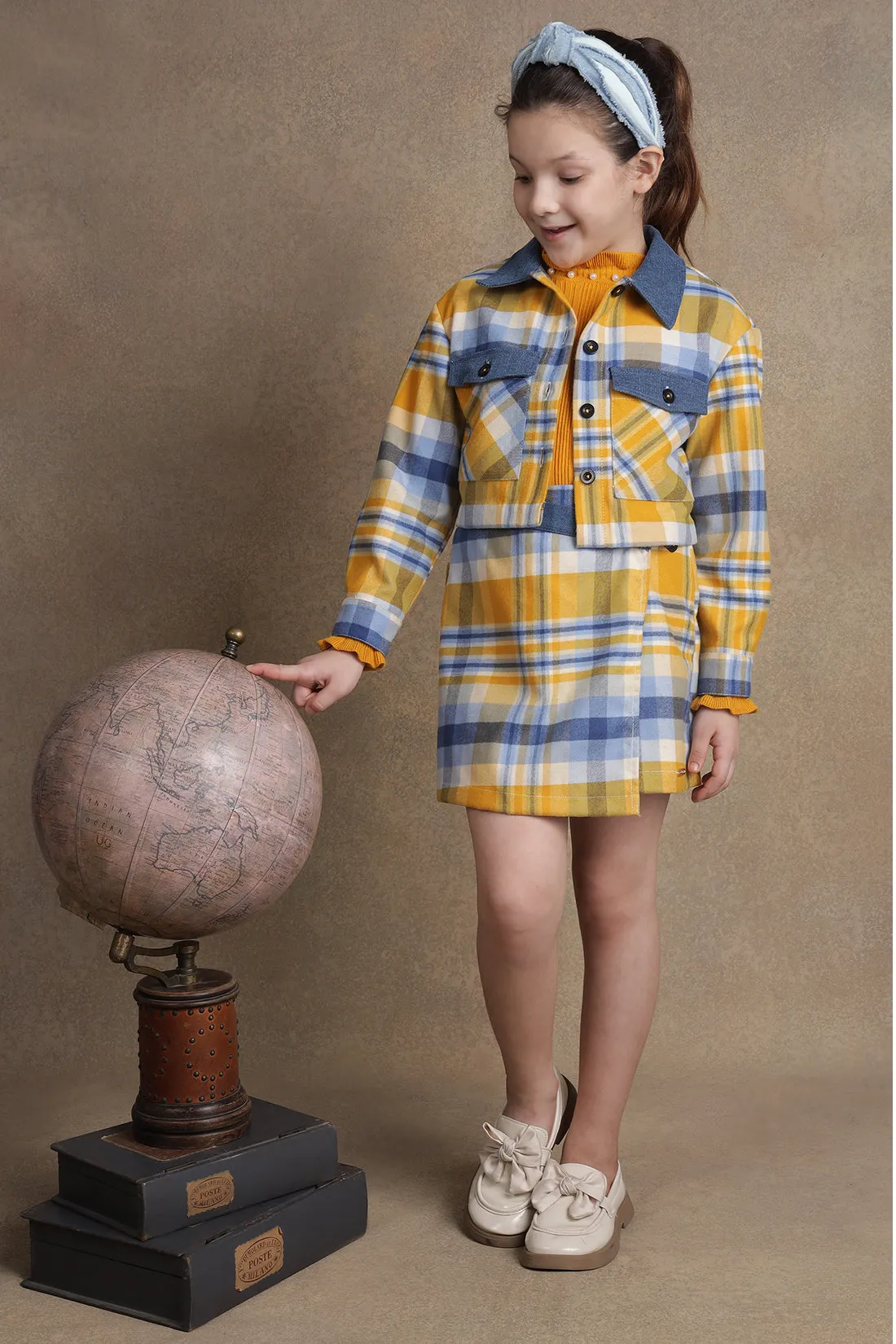 One Friday Kids Girls Multi Checks Jacket