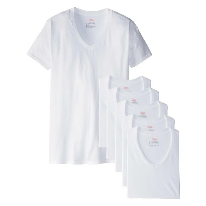 Pack of 6 Hanes Men’s V-Neck Undershirts