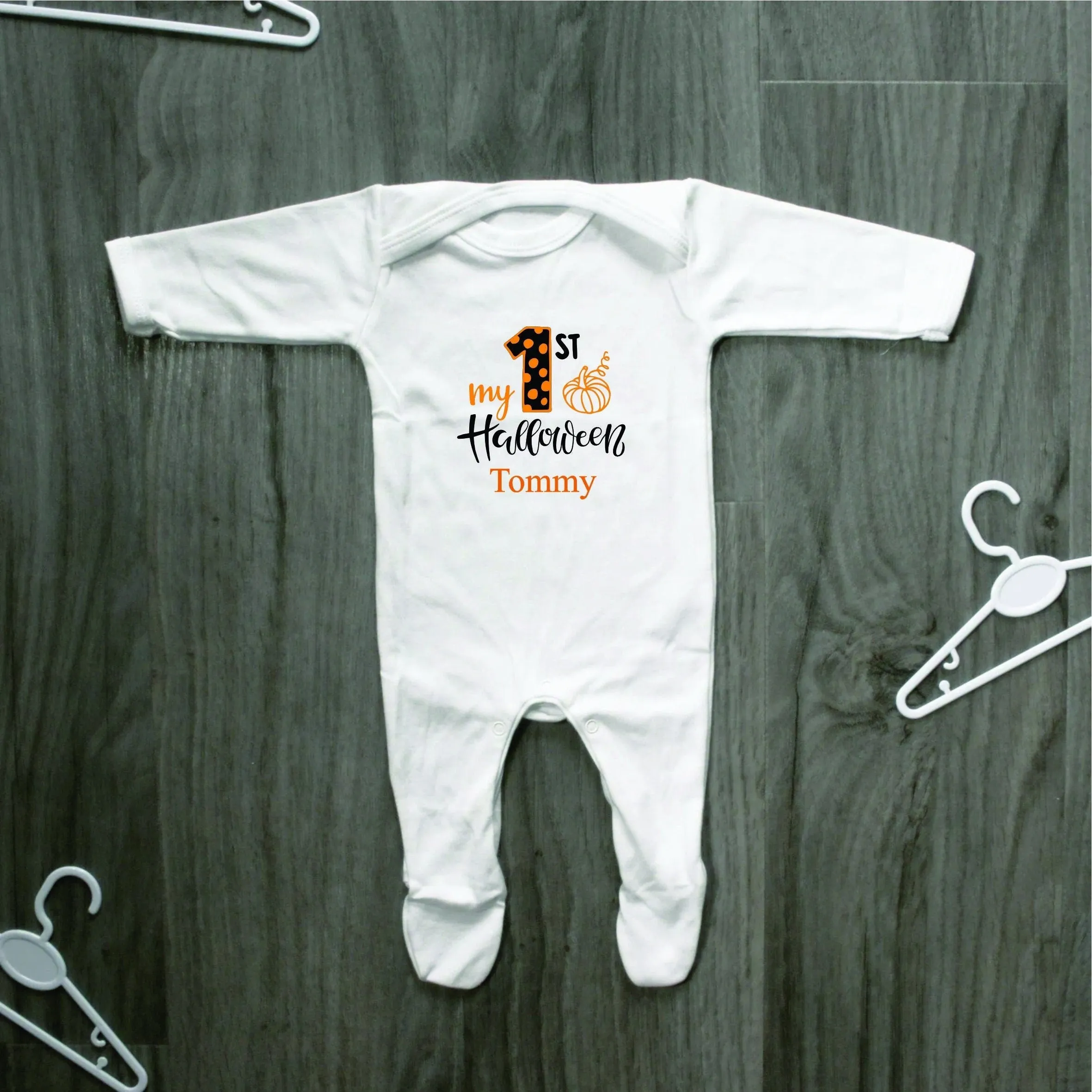 Personalised First Halloween Pumpkin Baby Outfit Baby Halloween Costume Gift Personalised First Halloween Sleepsuit or Vest